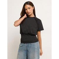 Pixiegirl Petite Scuba Raglan Top - Black