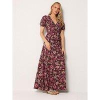 Long Tall Sally Floral Wrap Maxi Dress - Brown