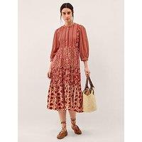 Monsoon Palmer Print Jersey Dress - Red