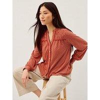 Monsoon Palmer Print Jersey Top - Red