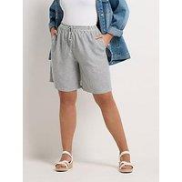 Yours Curve Linen Look Shorts - Blue