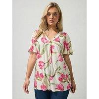 Yours Curve Floral Swing Top - White