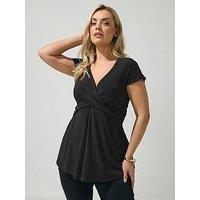 Yours Curve Wrap Front Top - Black