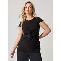 Yours Curve Buckle Twist Front Top - Black