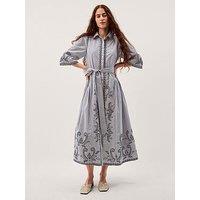 Monsoon Kirsty Embroidered Dress - Blue
