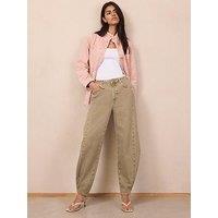 Mint Velvet Khaki Popper Balloon Jeans - Green