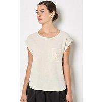 Apricot Crochet Pocket Turn Up Tee