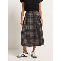 Pixiegirl Petite Check Midi Skirt - Brown