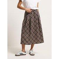 Pixiegirl Petite Large Check Midi Skirt - Brown