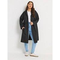 Yours Curve Longline Parka - Black