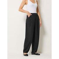 Long Tall Sally Pinstripe Barrel Leg Trouser 36" - Black