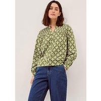 Monsoon Kalani Geo Jersey Blouse - Green