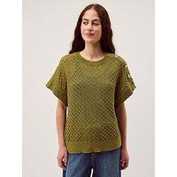 Monsoon Bree Button Knit Jumper - Green
