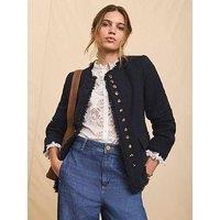 Mint Velvet Boucle Tweed Jacket - Navy