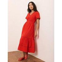 Mint Velvet Cotton Gauze Midi Dress - Red