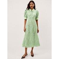 Monsoon Bridget Lace Midi Shirt Dress - Green