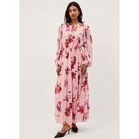 Monsoon Mabel Long Sleeve Floral Maxi Dress - Pink