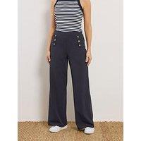 Long Tall Sally Military Button Trousers 36" - Blue