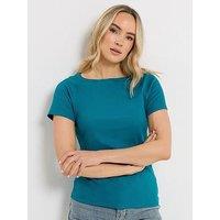 Long Tall Sally Rib Boat Neck T-Shirt - Blue