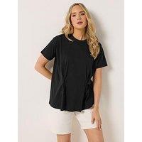 Long Tall Sally Pleat Front T-Shirt - Black