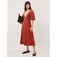 Monsoon Peri Spot Jersey Dress - Orange