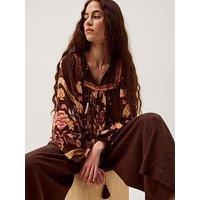 Monsoon Samara Print Blouse - Brown