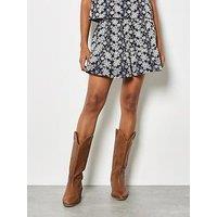 Apricot Embroidered Floral Mini Skirt