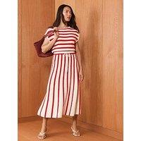Mint Velvet Stripe Knit Dress - Red