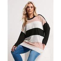Yours Curve Bold Stripe Top - Black