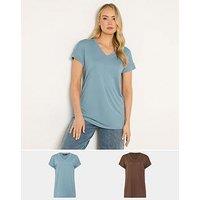 Long Tall Sally 2 Pack Basic V-Neck Modal T-Shirt - Blue