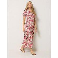 Long Tall Sally Folk Floral Smock Midi Dress - Pink