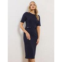 Long Tall Sally Tall Scuba Button Midi Dress - Blue