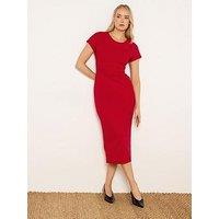Long Tall Sally Lts Tall Twist Short Sleeve Midi Dress - Red