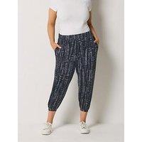 Yours Curve Jersey Crop Harem Tie Dye Print Trousers - Grey