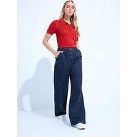 Long Tall Sally Pleat Front Wide Leg Jean 34" - Blue