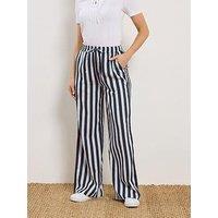 Long Tall Sally Stripe Wide Leg Trousers 36" - Blue
