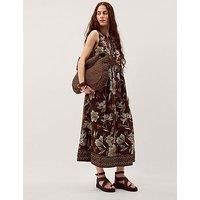 Monsoon Esther Linen Dress - Brown