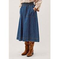 Monsoon Sophie Shirred Skirt - Blue