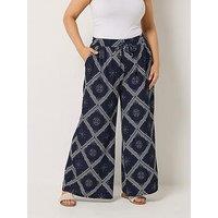 Yours Curve Jersey Wide Leg Bandanna Trousers