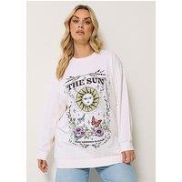 Yours Curve Sun And Moon Print Sweatshirt - Cream
