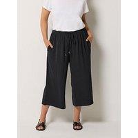 Yours Curve Washed Twill Culotte - Black