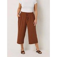 Yours Curve Washed Twill Culotte - Red