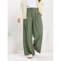 Yours Curve Washed Twill Wide Leg Trouser 28"