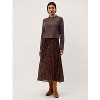 Monsoon Archi Pleat Dress - Brown