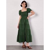 Apricot Smocked Dtl Cotton Poplin Midi Dress