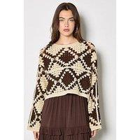 Apricot Crochet Oversize Diamonds Jumper