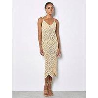 Apricot Hand Knit Diamond Chrochet Dress