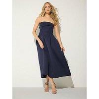 Long Tall Sally Pleat Bardot Dress - Blue