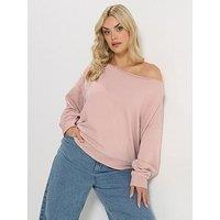 Yours Curve Off Shoulder Sweatshirt - Pink