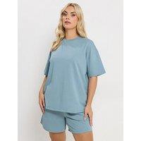 Yours Curve Shorts & T Shirt Co-Ord Sweat Set - Blue